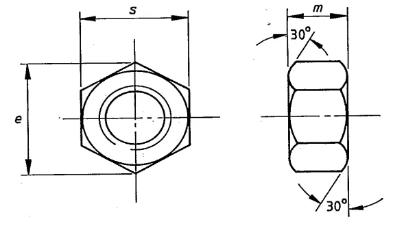 dimensions of normal series nuts inch series